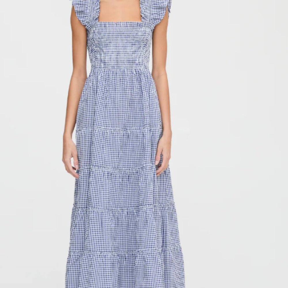 The Ellie Maxi Nap Dress Navy Gingham